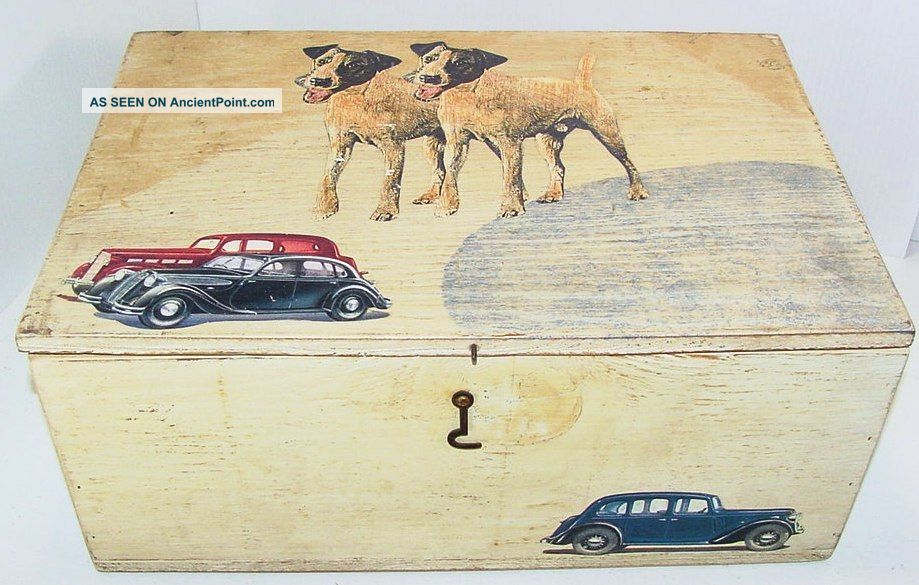 Folk Art Painted & Decorated Wood Box 16 X11 X 7 Boxes photo