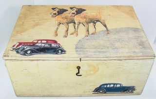 Folk Art Painted & Decorated Wood Box 16 X11 X 7 photo