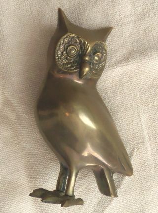 Vintage Solid Brass Owl Figure 5 1/2 