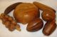 Mid Century Fruit Bowl With 6 Pieces Wooden Fruit Retro Kitchen Or Livingroom Bowls photo 2