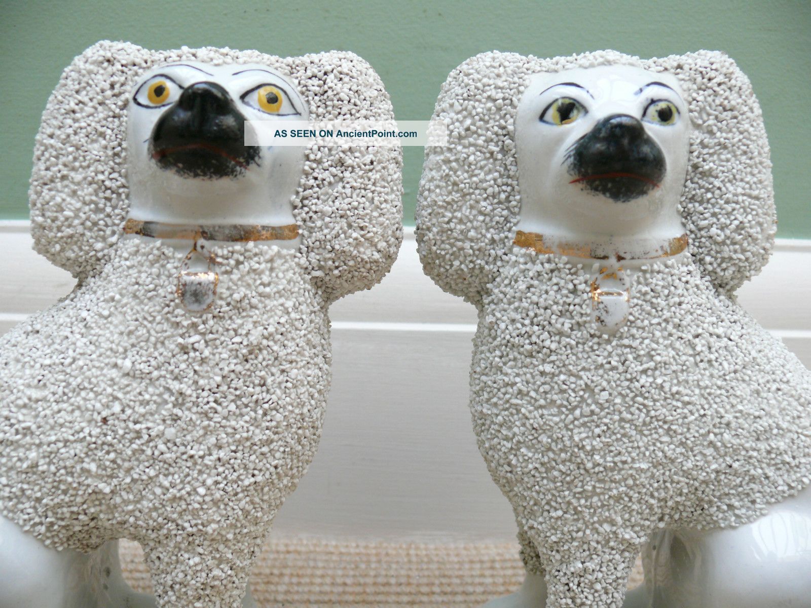 Pr 19thc Staffordshire Poodles With Open Legs Figurines photo
