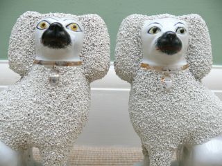 Pr 19thc Staffordshire Poodles With Open Legs photo