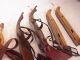 3 Pair Group Dutch Antiques Wooden Ice Skates Friese Marked Iron Blades Frisian Other photo 9