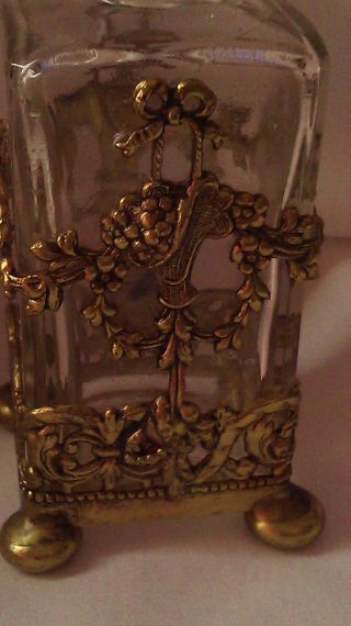 Rare French Perfume Bottle Made In Germany Gold Tone Filigree photo