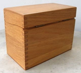 Vintage Oak File Box Dovetail Joinery Brass Hinges Color Well Made photo
