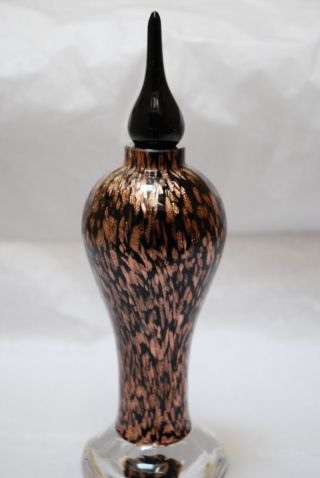 Black Amethyst Spangle Art Glass Perfume Bottle,  Never photo