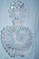 Vintage Crystal Clear Glass Perfume Bottle W Flower Stopper Perfume Bottles photo 4