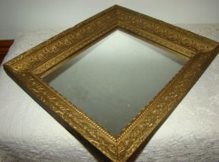 Antique 19th Century Victorian Wooden Gold Gilt Carved Frame With Mirror Chabby photo