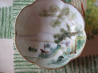 Antique Porcelain Nippon Hand Painted Bowl - Eruption Of Mount Fuji photo