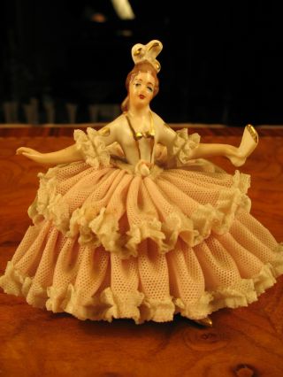 Dresden Porcelain Lace Figurine,  Vintage,  Made In Germany photo
