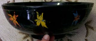 Antique Very Old Black Mixing Bowl Crock Stoneware Kitchen Collectible photo