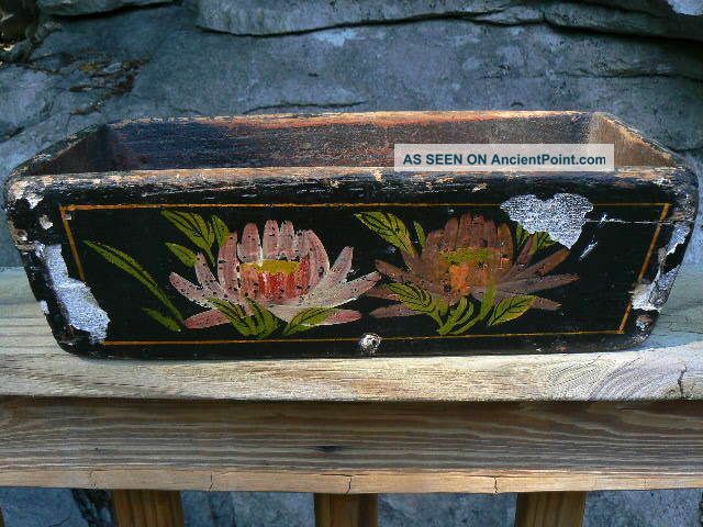 Antique Wooden Tole Like Painted Basket Box Boxes photo