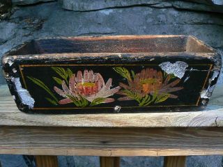 Antique Wooden Tole Like Painted Basket Box photo