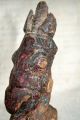 Old Polychrome Wooden Horse Prob.  Asian.  Fine Carving Old Patina.  Metal Base Carved Figures photo 1
