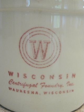 Wisconsin Centrifugal Foundary Inc.  Waukesha,  Wi Cheese Crock photo