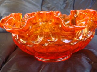 Antique/ Vintage Decorative Orange Candy Dish/bowl. photo