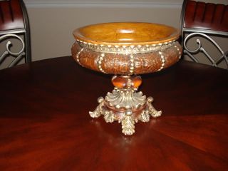 Antique Wood Mahagony Home Decor Wedding Gift Bridal Shower Cookie Fruit Bowl Bn photo