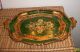 Green And Gold Vintage Tole Tray. . Toleware photo 5