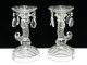Pretty Pair Uv Glow Pressed Glass Cornucopia Style Candle Holders W/teardrops Candle Holders photo 3