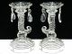 Pretty Pair Uv Glow Pressed Glass Cornucopia Style Candle Holders W/teardrops Candle Holders photo 4