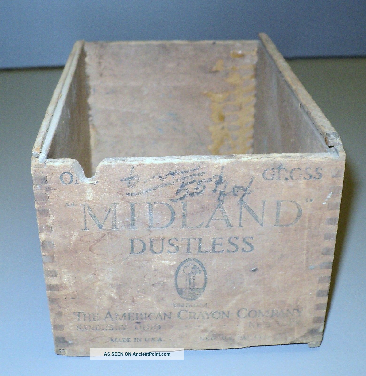 Antique Rare Collectable Wooden Box Midland Dustless American Crayon Company Boxes photo