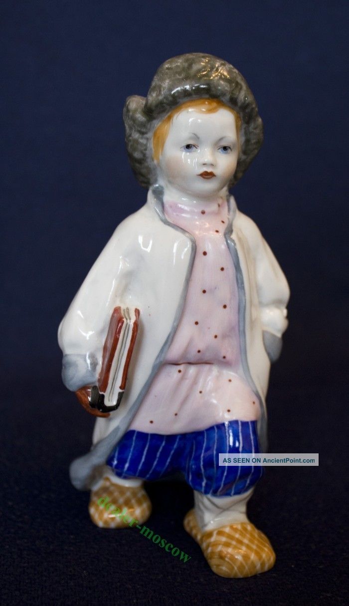Old Porcelain Ussr Soviet Russia Schoolboy Phillipok Lfz Figurine 1950s Figurines photo