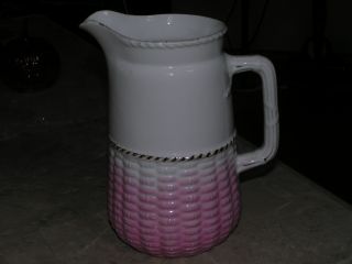Antique Quilted White Porcelain Milk Pitcher Mold Mark 92 - Gorgeous photo