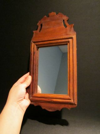Repro Vintage Antique Small Wood Fretwork Chippendale Mirror Looking Glass photo