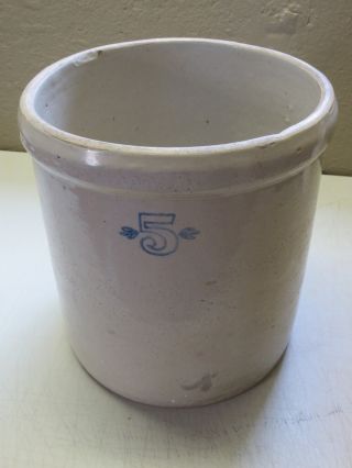 Vintage 5 Gallon Crock. . .  Age And Maker Unknown. . . photo