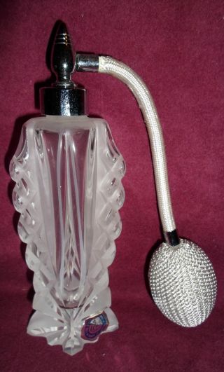 Large Vintage Hand Cut Frosted Crystal/glass Irice Atomizer Perfume Bottle 1 photo