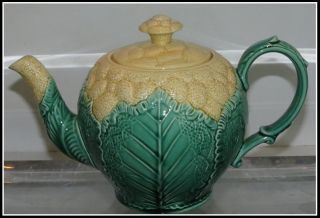 Wedgwood Majolica Pottery Califlower Teapot Nr photo
