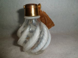 Vintage Devilbiss White Swirl Gold Trimmed Perfume Glass Bottle photo