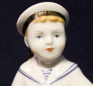 Old Porcelain Ussr Soviet Russia Young Seaman Figurine 1950s Lomonosov photo
