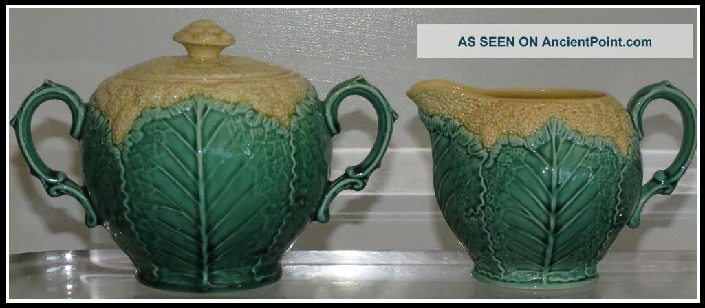 Wedgwood Majolica Pottery Califlower Cream & Sugar Nr Teapots & Tea Sets photo