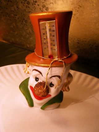 Vintage Weather Station Thermometer Enesco Japan Clown Willie Top Hat photo
