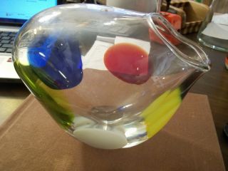 Vtg Studio Art Glass Free - Form Multi - Color,  Signed Dated Numbered Vase photo