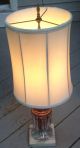 Antique Ruby Colored Glass Prism Lamp W Silk Shade Lamps photo 3