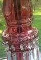 Antique Ruby Colored Glass Prism Lamp W Silk Shade Lamps photo 4