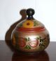 Vtg Vintage 50s Antique Russian Ussr Hand Painted Wooden Toleware Jar Medium Box Boxes photo 2