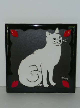 Gorgeous Besheer Cat Art Tile 6 X 6 Signed Ec photo
