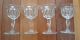 4 Antique Hand Blown Cut Crystal Wine Glass,  5 