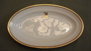 Vtg Gold Edged Ivory Porcelain Butter Dish photo