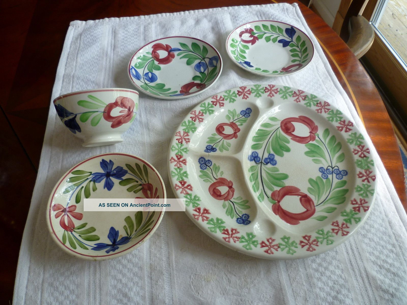 5 Piece Lot Adams Rose/variant/stick Spatter Plates,  Saucers,  Bowl Other photo