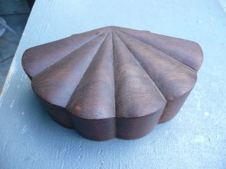 Hinged Solid Walnut Scallop Shell Box photo