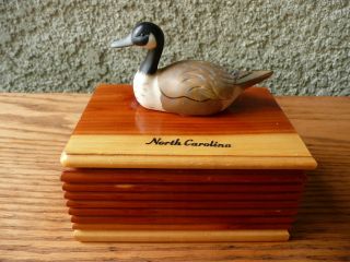 Vintage North Carolina Cedar Box With Duck Finial photo