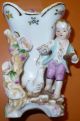 Antique Chipped Camille Naudot ? Porcelain Vases Boy & Girl Flowers Ducks Vases photo 4