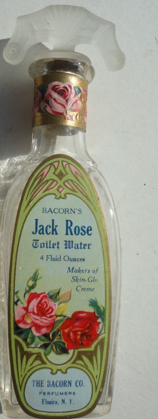 Rags Vintage Bacorn ' S Jack Rose Toilet Water Perfume Bottle Frosted Top Pretty photo