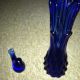 Blue Cobalt Glass Vase And Bird Figurines photo 3