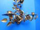 Antique Metal Italy Tole 2 Candle Candleabra Flower Toleware Wall Hanging Toleware photo 2