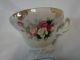 Old Vintage Cup & Saucer Open Roses On White Trim In Gold Japan Label In Red Cups & Saucers photo 1